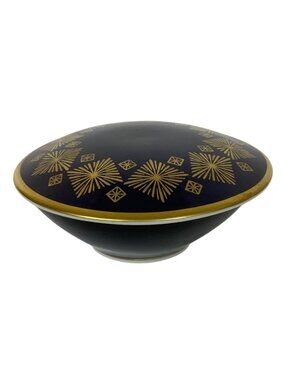 Echt Weimar Kobalt Decorative Porcelain Lidded Sugar Bowl With Gold Accents
